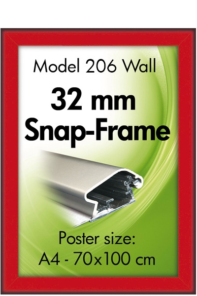  Alu Snap-Frame væg 32 mm Rød - klapramme