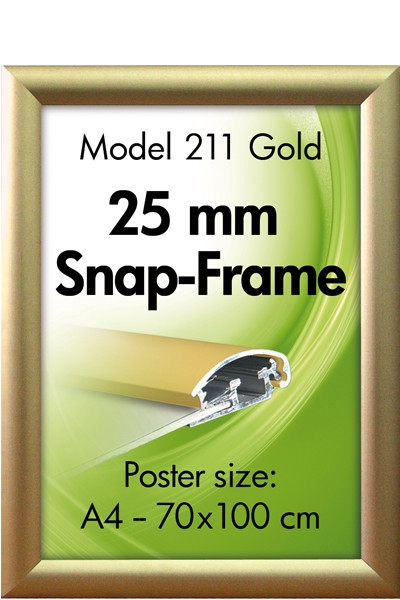 Alu-Klapramme m/skrå hjørner Guldeloxeret A4 - flere størrelser Rammeprofil 25mm