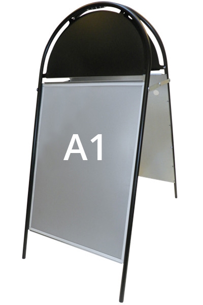A1 Metal A-skilt klassisk m/APET front & magnet Sort